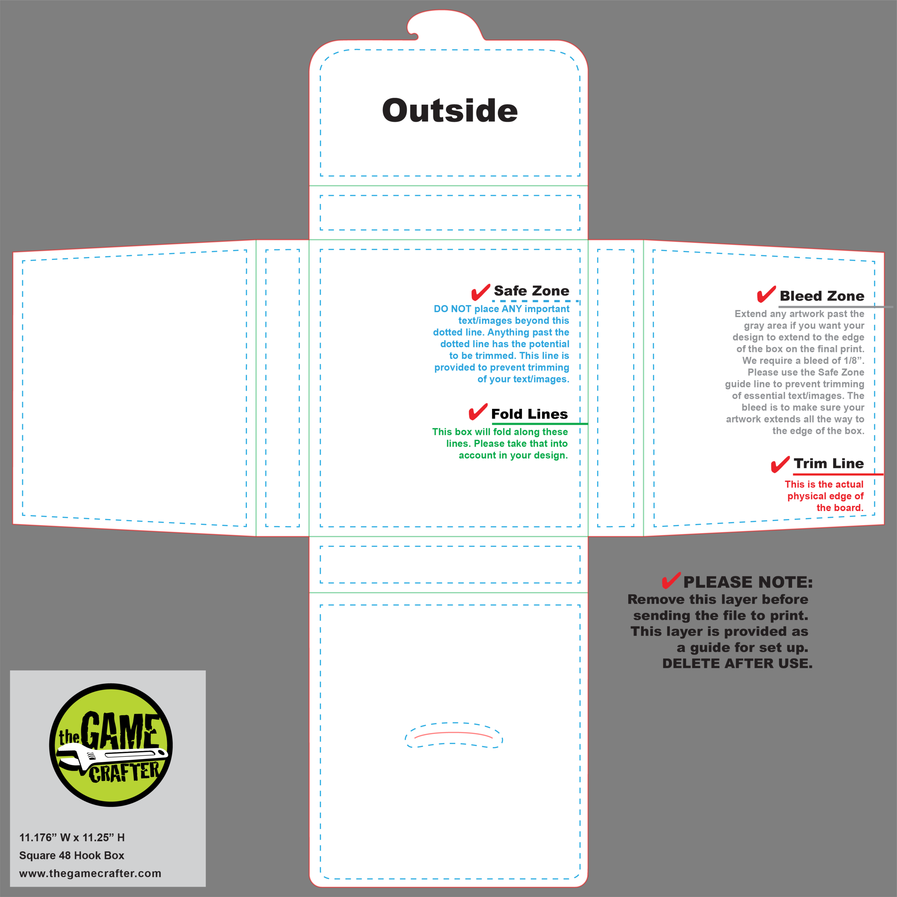 Square 48 Hook Template